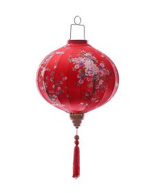 Creative Painted Home Decor Hanging Lantern 14" Decorative Cloth Lantern Lampshade, Red