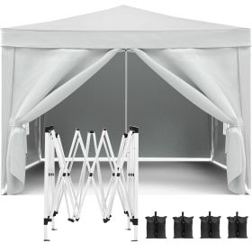 10x10 EZ Pop Up Canopy Outdoor Portable Party Folding Tent with 4 Removable Sidewalls + Carry Bag + 4pcs Weight Bag