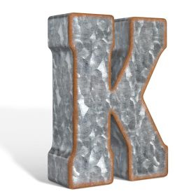 Galvanized Metal 3D Letter K for Wall Decor for Hanging or Freestanding Unique Blend of Rustic Vintage Western and Industrial Styles Letter K