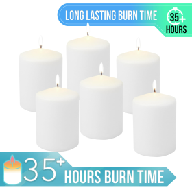 Stonebriar 3 x 4 Unscented White Pillar Candles, Set of 6