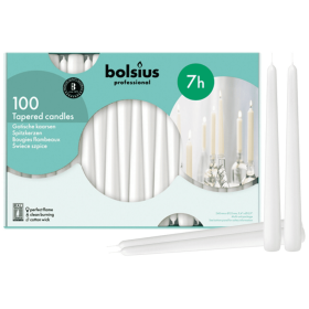 Bolsius White Taper Candles 10 Inch- 100 Pack Burn Time 7 Hr Home DÃ©cor Church Candles