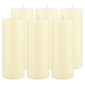 Stonebriar Unscented 3" x 8" 1-Wick Ivory Pillar Candles, 6 Pack