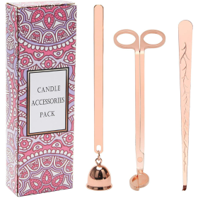 Plutput Stainless Steel Candle Wick Trimmer Snuffer Fire Extinguisher Bell Candle Accessories Rose Gold