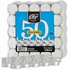 Ohr Tea Light Candles - 50 Bulk Pack - White Unscented Travel, Centerpiece, De..