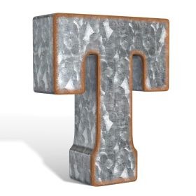 3D Letter T Galvanized Metal Letters for Wall Decor for Hanging or Freestanding Unique Blend of Rustic Vintage Western and Industrial Styles Fits for