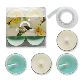 Candle Lab | Jasmine Scented Candles Tealight with 12 Hour Burn Time,Set of 4 Travel Pack for Puja, Ceremony