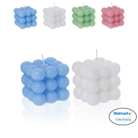 HomeWidget Bubble Cube Scented Candle White/Blue 2-Pack â€“ Natural Premium Handmade Aesthetic Decorative Soy Wax , DÃ©cor Ideas for Bathroom Bedroom