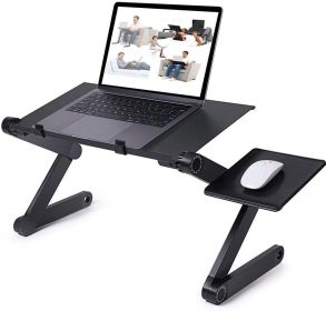 Adjustable Laptop Desk;  RAINBEAN Laptop Stand for Bed Portable Lap Desk Foldable Table Workstation Notebook Riser with Mouse Pad;  Ergonomic Computer (Color: Black)